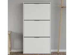 Sapateira Dcosta, guarda-roupa com 3 portas sanfonadas, armário de dupla capacidade para até 18 pares de sapatos, 70x17h180 cm, branco brilhante