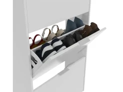 Sapateira Dcosta, guarda-roupa com 3 portas sanfonadas, armário de dupla capacidade para até 18 pares de sapatos, 70x17h180 cm, branco brilhante