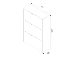 Sapateira Dcosta, guarda-roupa com 3 portas sanfonadas, armário de dupla capacidade para até 18 pares de sapatos, 70x17h180 cm, branco brilhante