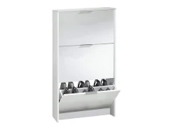 Sapateira Dcosta, guarda-roupa com 3 portas sanfonadas, armário de dupla capacidade para até 18 pares de sapatos, 70x17h180 cm, branco brilhante