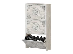Sapateira Dcosta, guarda-roupa com 3 portas sanfonadas, armário de dupla capacidade para até 18 pares de sapatos, 60x22h113 cm, branco antigo