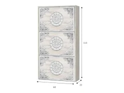 Sapateira Dcosta, guarda-roupa com 3 portas sanfonadas, armário de dupla capacidade para até 18 pares de sapatos, 60x22h113 cm, branco antigo