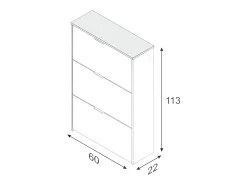 Sapateira Dcosta, Sapateira com 3 portas sanfonadas, Armário de dupla capacidade para até 18 pares de sapatos, 70x17h180 cm, Carvalho