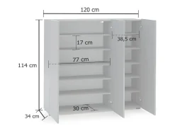 Sapateira Ddickman, Sapateira, Armário de entrada multiuso, Armário para calçado, Made in Italy, 120x34h115 cm, Cinza