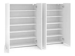 Sapateira Ddilorenz, Sapateira, Armário de entrada multiuso, Armário para calçado, Made in Italy, 160x34h115 cm, Branco brilhante