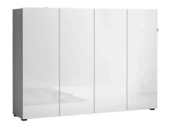 Sapateira Ddilorenz, Sapateira, Armário de entrada multiuso, Armário para calçado, Made in Italy, 160x34h115 cm, Branco brilhante