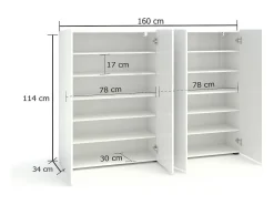 Sapateira Ddilorenz, Sapateira, Armário de entrada multiuso, Armário para calçado, Made in Italy, 160x34h115 cm, Branco brilhante