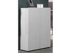 Sapateira Ddimolfett, Armário de sapatos, Armário de entrada multiusos, Armário de calçado, Made in Italy, 80x34h115 cm, Branco brilhante