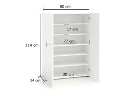 Sapateira Ddimolfett, Armário de sapatos, Armário de entrada multiusos, Armário de calçado, Made in Italy, 80x34h115 cm, Branco brilhante