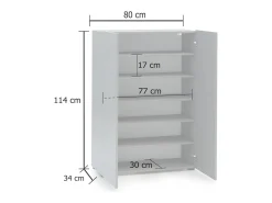 Sapateira Ddimolfett, Sapateira, Armário de entrada multiuso, Armário de calçado, Made in Italy, 80x34h115 cm, Cinza