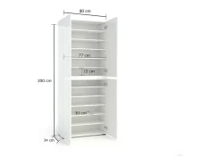 Sapateira Ddjimsit, Sapateira, Armário de entrada multiuso, Armário para calçado, Made in Italy, 80x34h200 cm, Branco brilhante