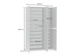 Sapateira Ddomingue, Armário de sapato, Armário de entrada multiuso, Armário de calçado, Made in Italy, 122x34h200 cm, Cinza