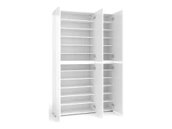 Sapateira Ddomingue, Sapateira, Guarda-roupa da ingResso multiuso, Armário para calçado, Made in Italy, 122x34h200 cm, Branco brilhante