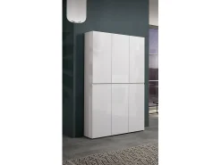 Sapateira Ddomingue, Sapateira, Guarda-roupa da ingResso multiuso, Armário para calçado, Made in Italy, 122x34h200 cm, Branco brilhante