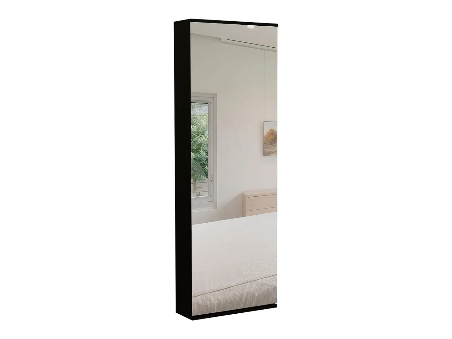 Sapateira de parede Leto com espelho, estilo moderno e espaço, 137.92 cm X 46.99 cm X 20.57 cm , preto