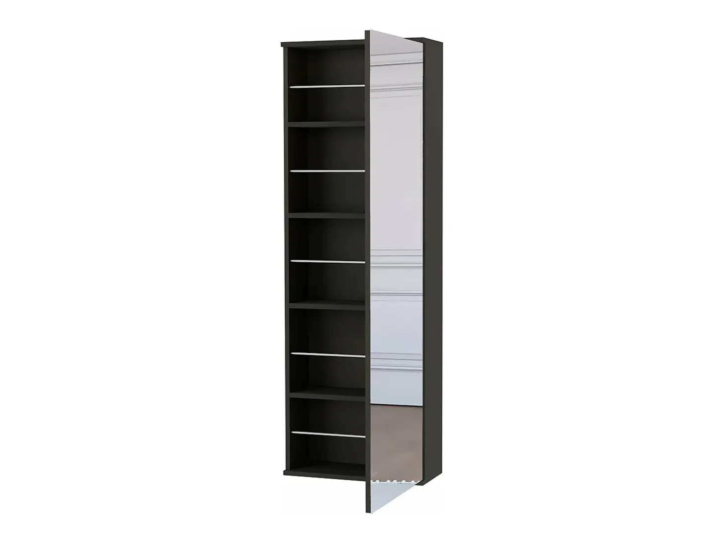 Sapateira de parede Leto com espelho, estilo moderno e espaço, 137.92 cm X 46.99 cm X 20.57 cm , preto