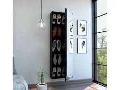 Sapateira de parede Leto com espelho, estilo moderno e espaço, 137.92 cm X 46.99 cm X 20.57 cm , preto