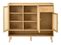 Sapateira de vime - 120 x 35 x 106 cm - com 3 portas + 1 gaveta + 5 prateleiras - aglomerado - natural