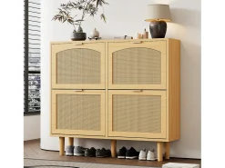 Sapateira de vime - 100 x 25 x 90,3 cm - com 4 gavetas rebatíveis - aglomerado - natural
