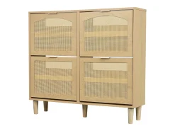 Sapateira de vime - 100 x 25 x 90,3 cm - com 4 gavetas rebatíveis - aglomerado - natural