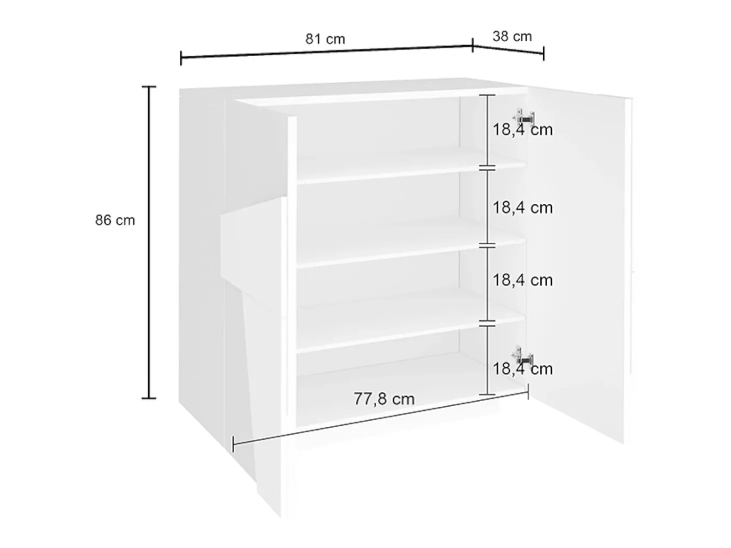 Sapateira Dfogl, Armário multiuso com 2 portas, Sapateira de entrada, 100% Fabricado na Itália, 81x38h86 cm, Branco brilhante com detalhe
