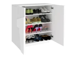 Sapateira Dfogl, Armário multiuso com 2 portas, Sapateira de entrada, 100% Fabricado na Itália, 81x38h86 cm, Branco brilhante com detalhe
