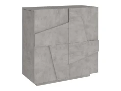 Sapateira Dfogl, Armário multiuso com 2 portas, Sapateira de entrada, 100% Fabricado na Itália, 81x38h86 cm, Cimento com detalhe