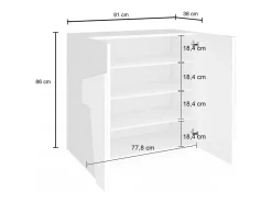 Sapateira Dfogl, Armário multiuso com 2 portas, Sapateira de entrada, 100% Fabricado na Itália, 81x38h86 cm, Ardósia com detalhe