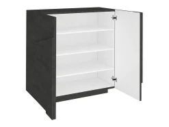 Sapateira Dfogl, Armário multiuso com 2 portas, Sapateira de entrada, 100% Fabricado na Itália, 81x38h86 cm, Ardósia com detalhe