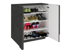 Sapateira Dfogl, Armário multiuso com 2 portas, Sapateira de entrada, 100% Fabricado na Itália, 81x38h86 cm, Ardósia com detalhe