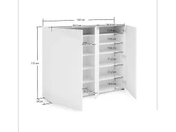 Sapateira Dgalderis, Armário de sapato, Armário de entrada multiuso, Armário de calçado, Made in Italy, 145x35h115 cm, Branco brilhante e carvalho