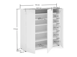 Sapateira Dgarritan, porta-sapatilhas móvelE, Armário de entrada multiusos, Armário para calçado, Made in Italy, 116x35h115 cm, Branco brilhante e carvalho