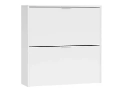 Sapateira Dighina, Sapateira com 2 portas dobráveis, Sapateira de entrada baixa, Armário baixo, 75x22h76 cm, Branco