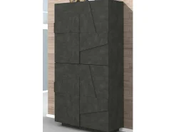 Sapateira Dlerd, Armário multiuso com 4 portas articuladas, Sapateira de entrada, 100% Fabricado na Itália, 81x38h167 cm, Ardósia
