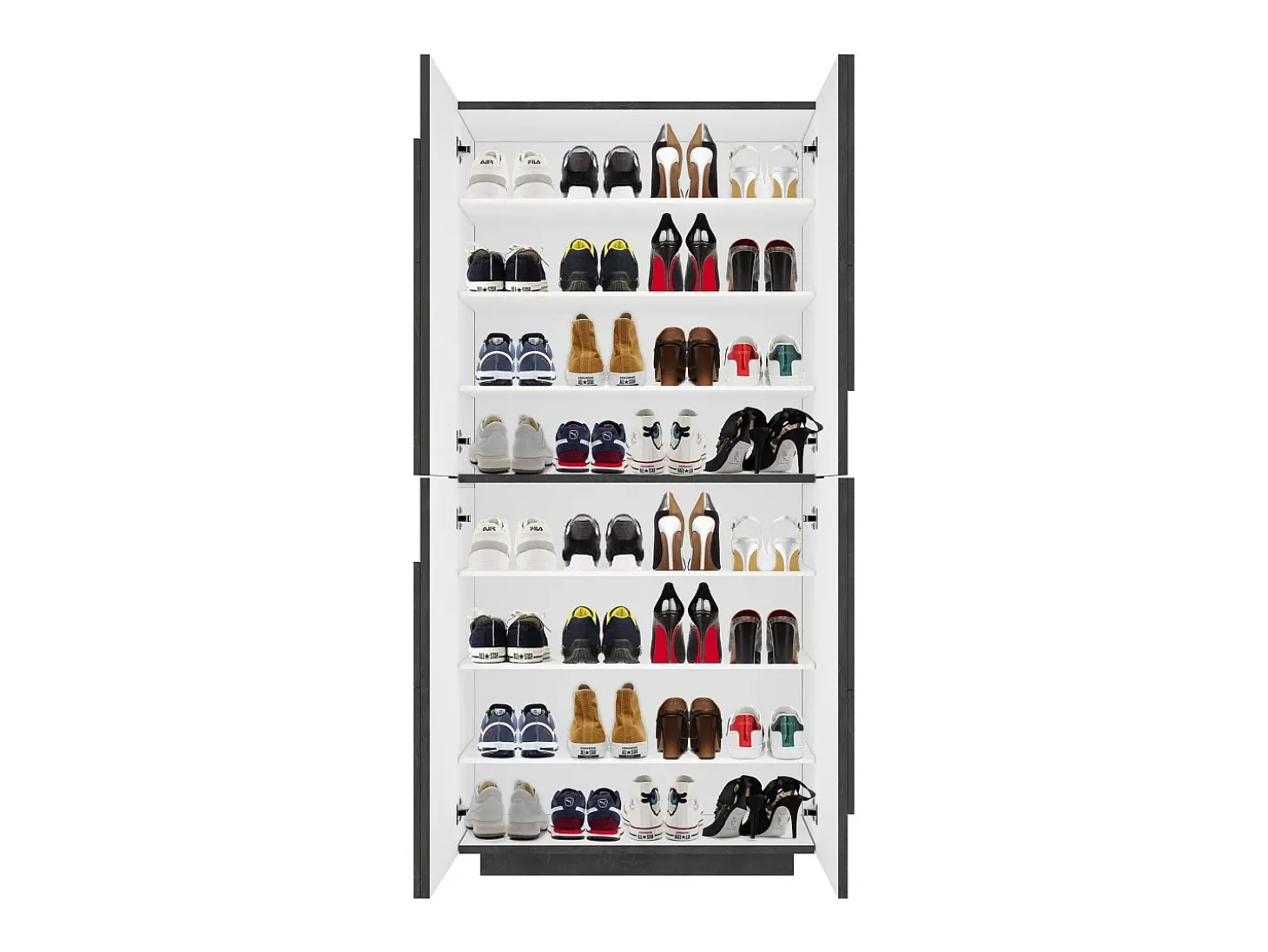 Sapateira Dlerd, Armário multiuso com 4 portas articuladas, Sapateira de entrada, 100% Fabricado na Itália, 81x38h167 cm, Ardósia