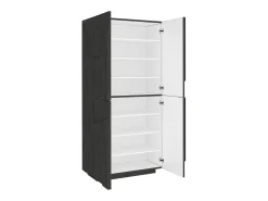 Sapateira Dlerd, Armário multiuso com 4 portas articuladas, Sapateira de entrada, 100% Fabricado na Itália, 81x38h167 cm, Ardósia