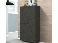 Sapateira Dlerd, Armário multiuso com 4 portas articuladas, Sapateira de entrada, 100% Fabricado na Itália, 81x38h167 cm, Ardósia