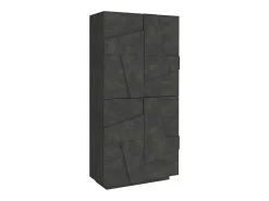 Sapateira Dlerd, Armário multiuso com 4 portas articuladas, Sapateira de entrada, 100% Fabricado na Itália, 81x38h167 cm, Ardósia
