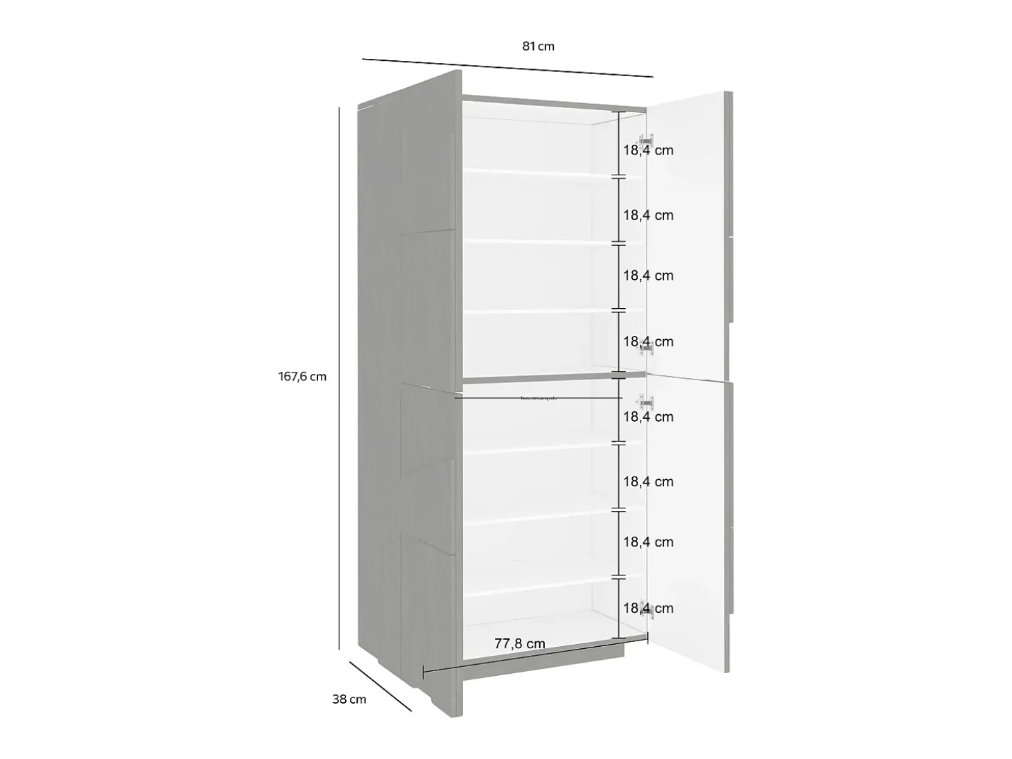 Sapateira Dlerd, Armário multiuso com 4 portas articuladas, Sapateira de entrada, 100% Fabricado na Itália, 81x38h167 cm, Ardósia
