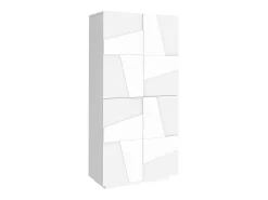 Sapateira Dlerd, Armário multiuso com 4 portas articuladas, Sapateira de entrada, 100% Fabricado na Itália, 81x38h167 cm, Branco brilhante