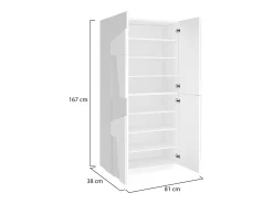Sapateira Dlerd, Armário multiuso com 4 portas articuladas, Sapateira de entrada, 100% Fabricado na Itália, 81x38h167 cm, Branco brilhante