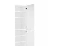 Sapateira Dlerd, Armário multiuso com 4 portas articuladas, Sapateira de entrada, 100% Fabricado na Itália, 81x38h167 cm, Branco brilhante