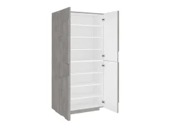Sapateira Dlerd, Armário multiuso com 4 portas articuladas, Sapateira de entrada, 100% Fabricado na Itália, 81x38h167 cm, Cimento