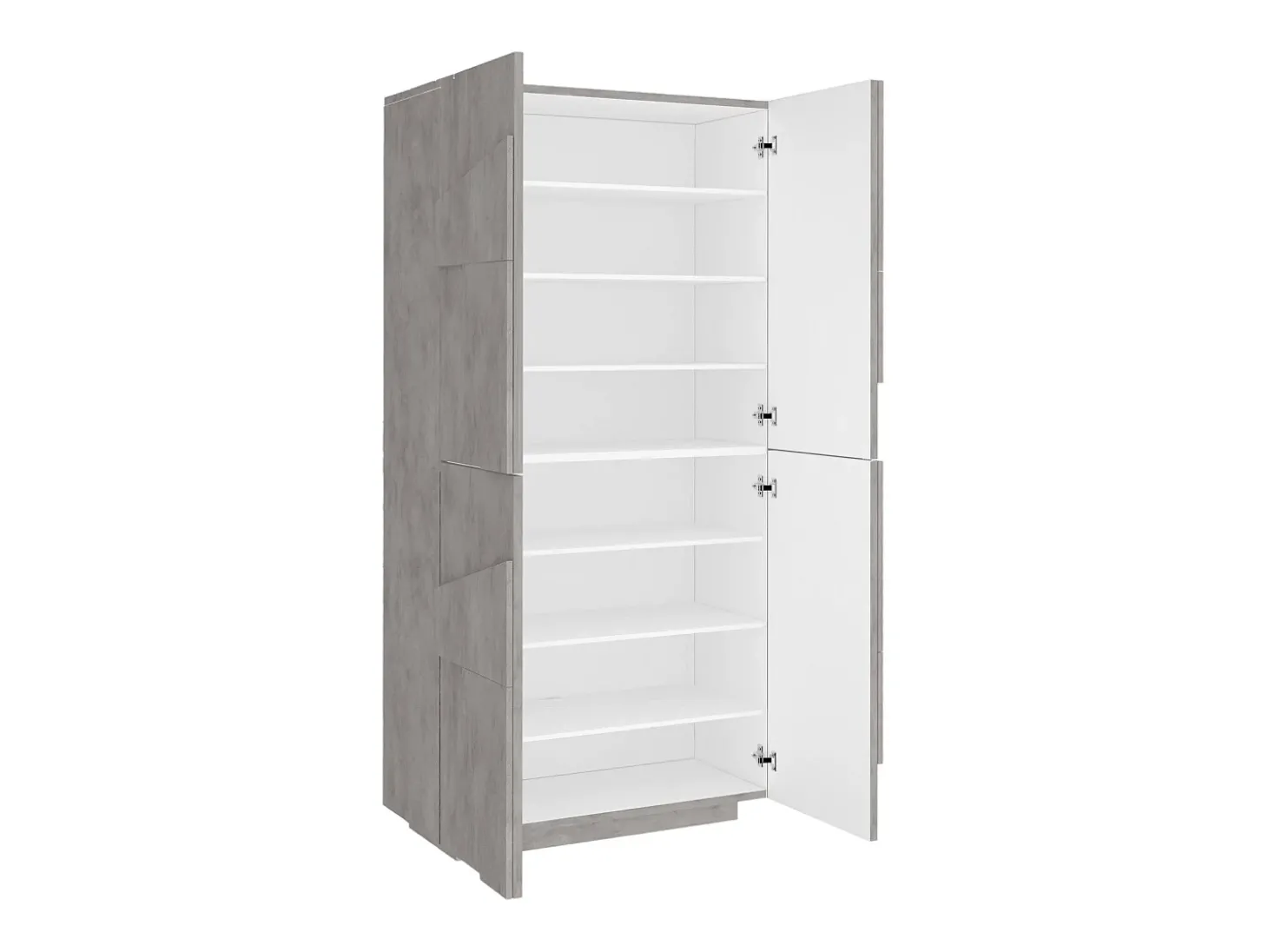 Sapateira Dlerd, Armário multiuso com 4 portas articuladas, Sapateira de entrada, 100% Fabricado na Itália, 81x38h167 cm, Cimento