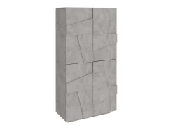 Sapateira Dlerd, Armário multiuso com 4 portas articuladas, Sapateira de entrada, 100% Fabricado na Itália, 81x38h167 cm, Cimento