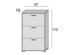 Sapateira Dlos, Móvel de entrada multiuso com 3 portas sanfonadas, Sapateira de dupla profundidade, 100% Fabricado na Itália, 67x28h112 cm, Olmo e estampado