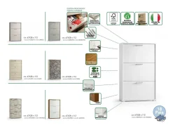 Sapateira Dlos, Móvel de entrada multiuso com 3 portas sanfonadas, Sapateira de dupla profundidade, 100% Fabricado na Itália, 67x28h112 cm, Olmo