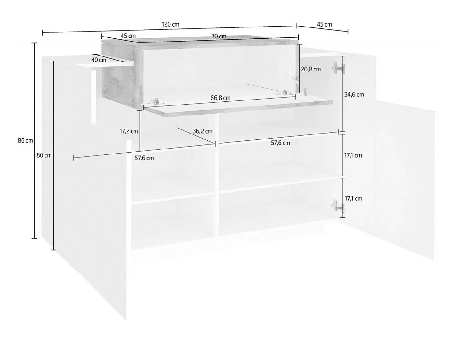 Sapateira Dlucc, armário multiuso com 2 portas e 1 porta basculante, sapateira de entrada, 100% Fabricado na Itália, 120x45h86 cm, branco brilhante e bordo