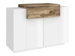 Sapateira Dlucc, armário multiuso com 2 portas e 1 porta basculante, sapateira de entrada, 100% Fabricado na Itália, 120x45h86 cm, branco brilhante e bordo