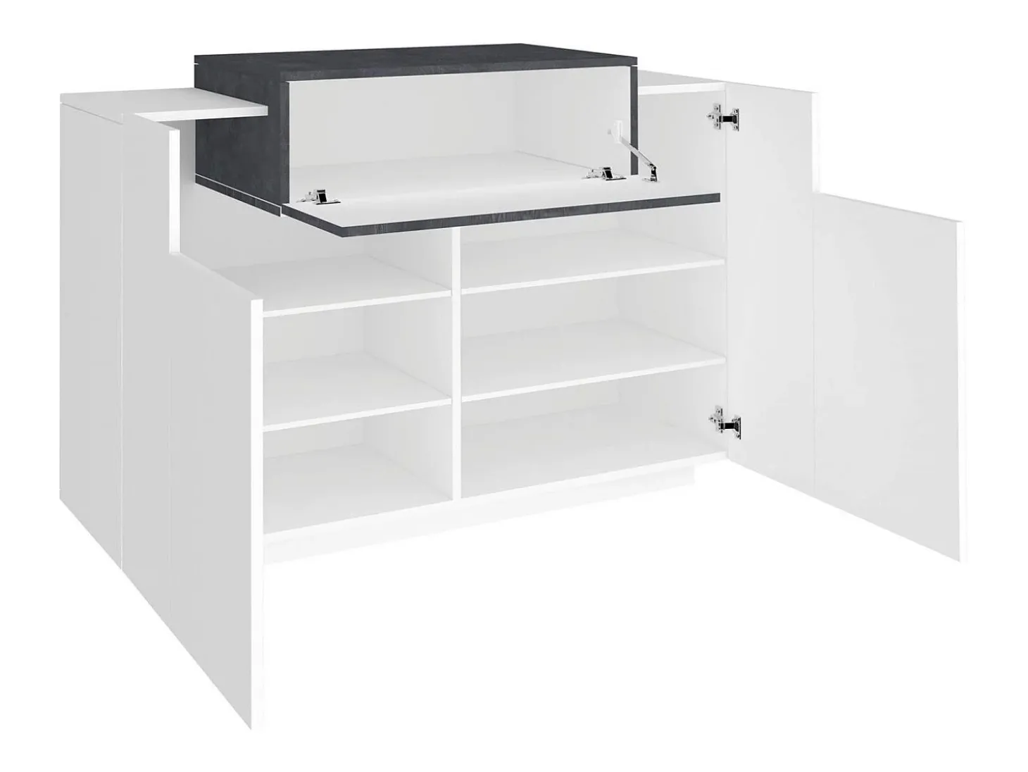 Sapateira Dlucc, armário multiuso com 2 portas e 1 porta sanfonada, sapateira de entrada, 100% Fabricado na Itália, 120x45h86 cm, branco brilhante e ardósia